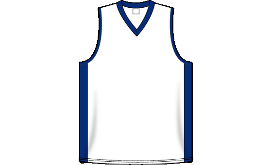 V-Neck Dryflex White and Royal Basketball Jersey