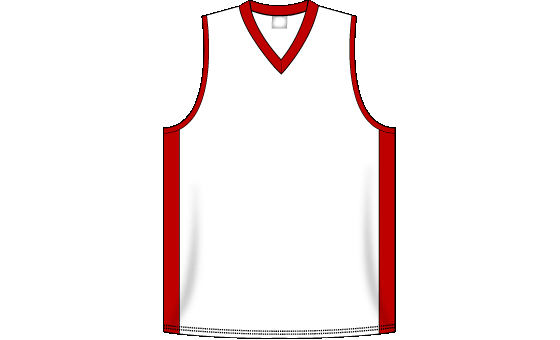 V-Neck Dryflex White and Red Basketball Jersey