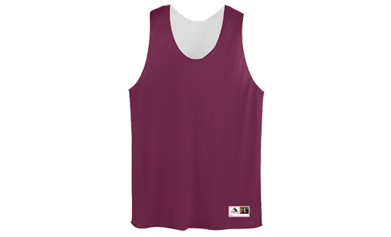 Maroon and White Tricot Mesh Reversible Tank