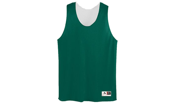 Dark Green and White Tricot Mesh Reversible Tank