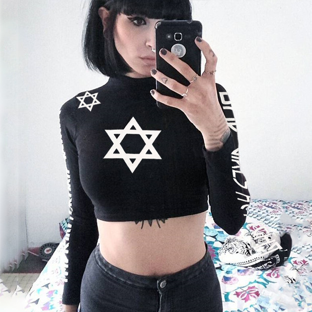 Newly High Neck Star Printing Short Shirt